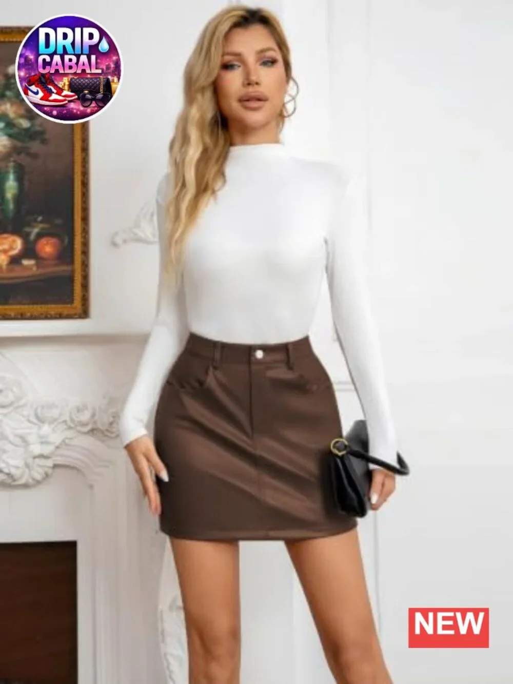 Faux Leather High Waist Bodycon Mini Skirt with Shorts Pencil